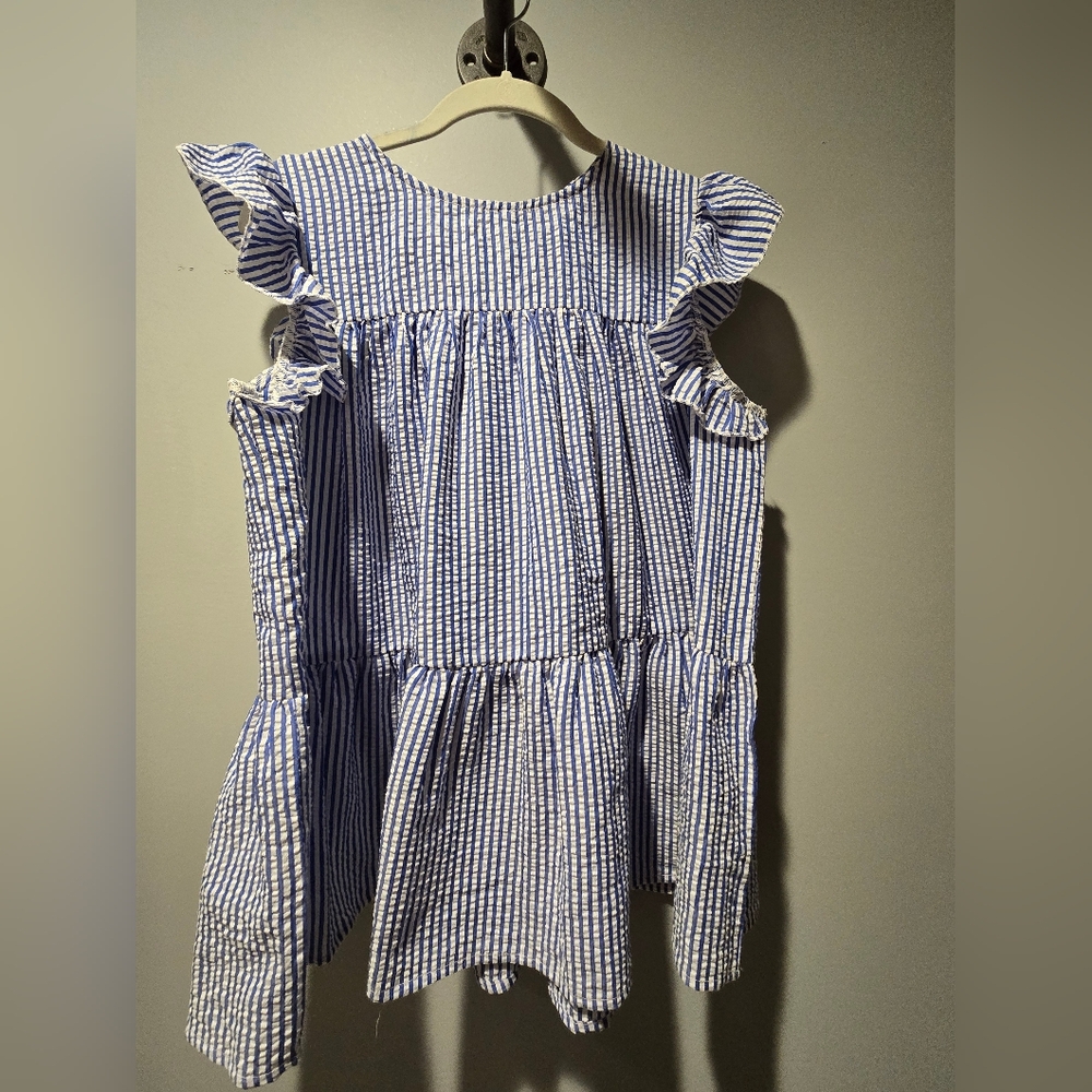 Seersucker Tunic Style Top